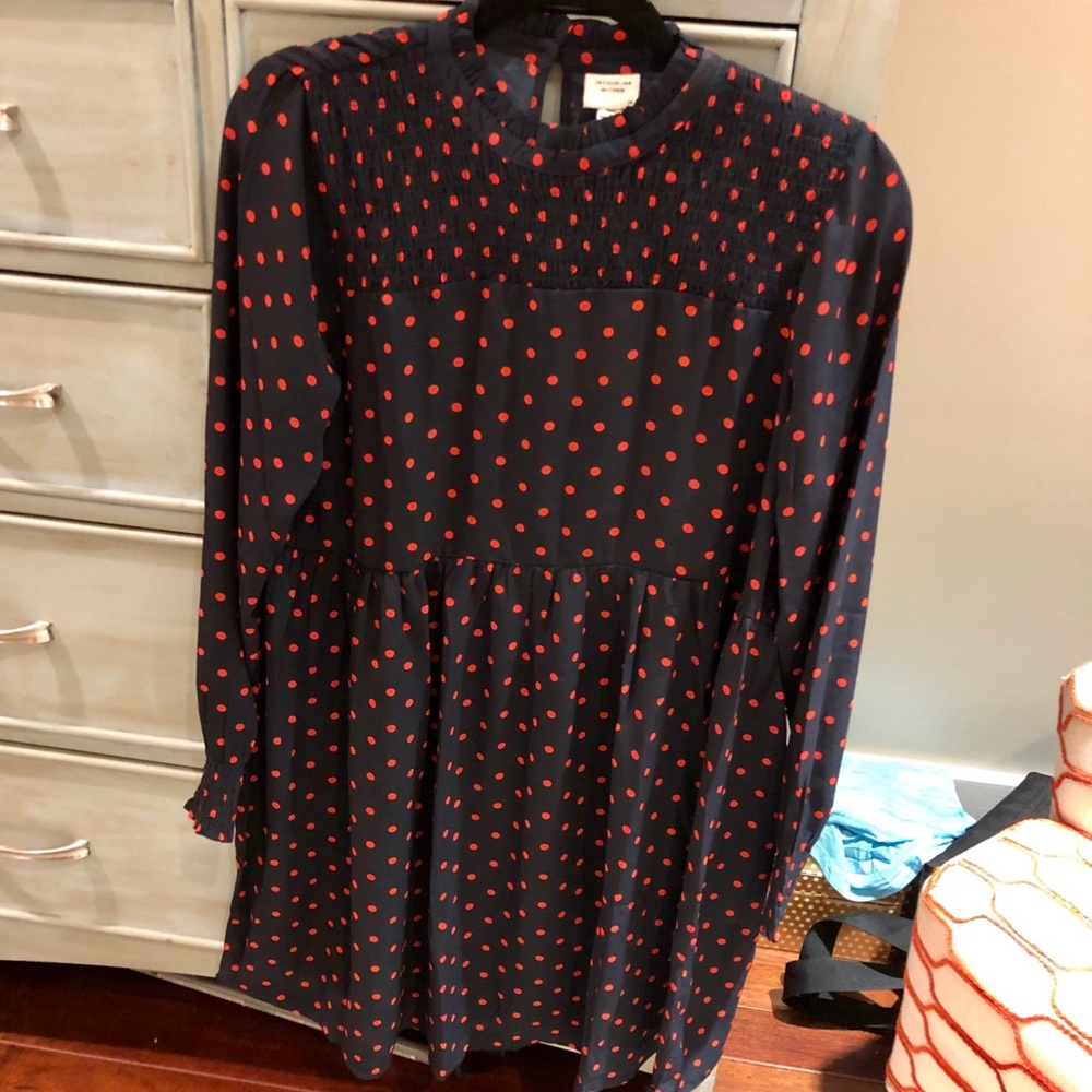 Navy and Red Polka Dot Dress